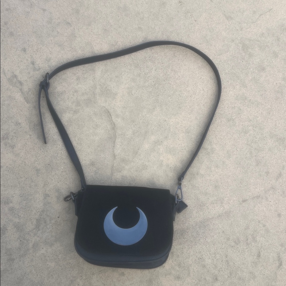 KILLSTAR Callisto Black Faux Leather Metal Cresecent Moon Small Crossbody Purse - Picture 3 of 12